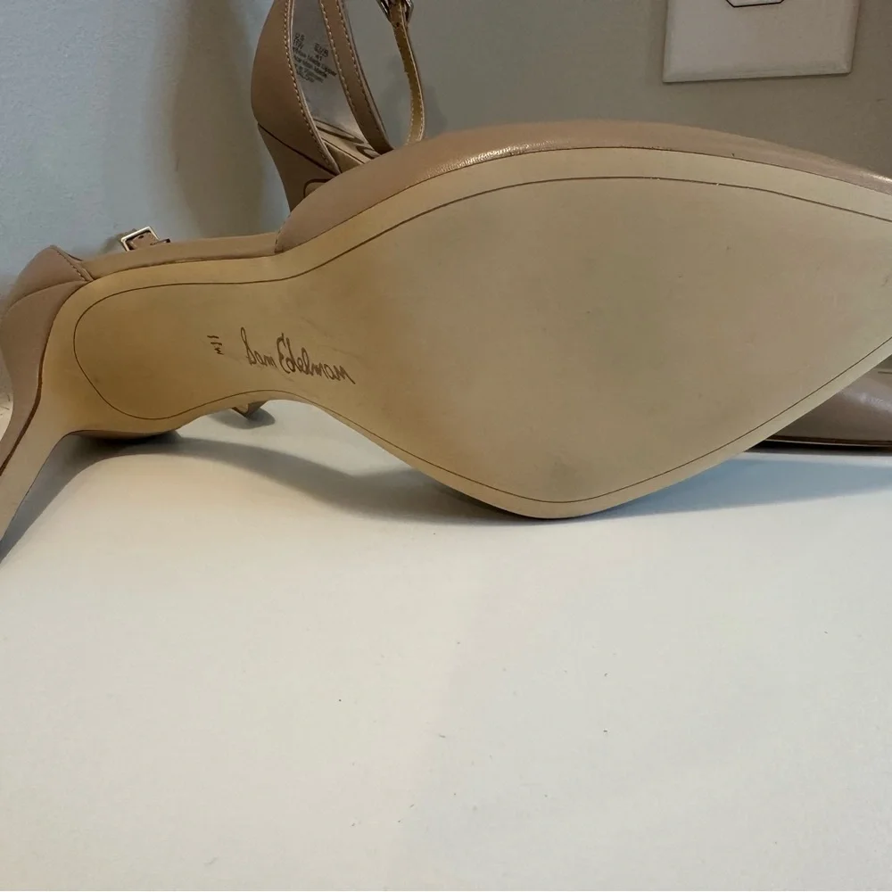 Sam Edelman Beige Ankle Strap Heels